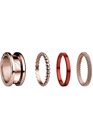 Bering Exchangeable Ring Set for Women in Rose Gold and Red with the Distinctive Twist and Change System, Symphony Set D