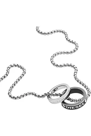 Diesel Necklace for Men Double Pendant, 55 cm + 5 cm Stainless Steel Necklace, DX1168040