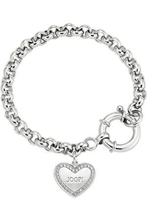 JOOP! Bracelet 925 sterling ladies arm jewelry, with cubic zirconia synth, 17+3 cm, , heart, Comes in jewelry gift box, 2025051
