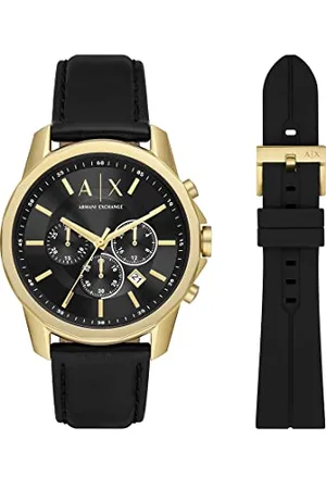Armani Exchange Watch for Men, Chronograph Movement, 44 mm Stainless Steel Case with a Pro-Planet Leather Strap, AX7133SET
