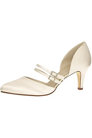 Rainbow Club Bridal Shoes Misty - Pumps, Ivory Satin - Wedding Shoes, Strap - Size 37 EU (4 UK)