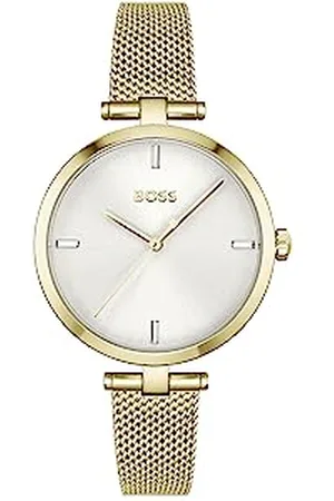 HUGO BOSS Analogue Quartz Watch for Women with Gold Colored Stainless Steel mesh Bracelet - 1502586