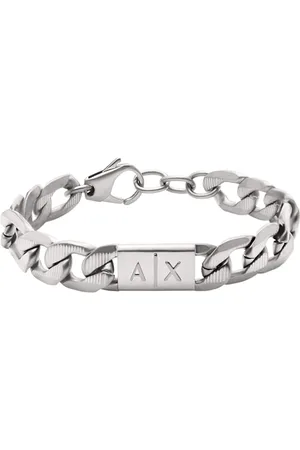Armani Exchange Bracelet for Men , Length: 190MM+35MM, Width: 18MM, Height: 11.5MM Silver Stainless Steel Bracelet, AXG0077040