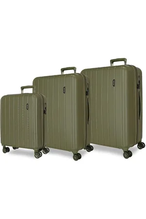 MOVOM Wood Cabin Suitcase, Medium, Large and Sets, Rigid ABS TSA Closure, 4 Double Wheels Extendable Carry-on Luggage by Joumma Bags, , Set of 3 suitcases