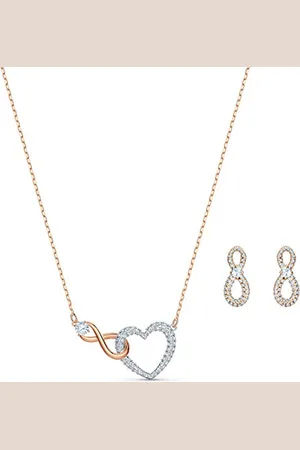 Swarovski Infinity set, Infinity and heart, , Mixed metal finish