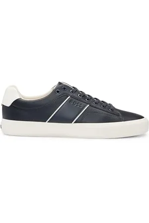 HUGO BOSS Mens Aiden Tenn Faux-Leather Trainers with Grained and Plain Textures Size 5