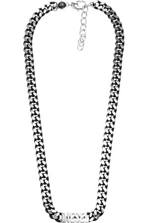 Diesel Necklace for Men Steel, Length: 450MM+50MM, Width: 7.8MM Silver Stainless Steel Necklace, DX1385040