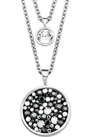 QS by s.Oliver Necklace with pendant stainless steel woman necklace, with crystal, 40/45+3 cm, , comes in jewelry gift box