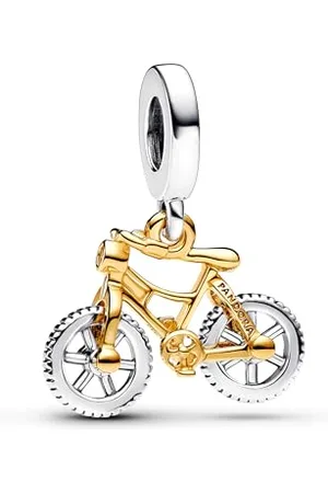 PANDORA Moments Moveable bike sterling silver and 14k gold-plated dangle with clear cubic zirconia