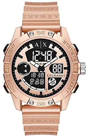 Armani Exchange Watch for Men, Ana-Digi Movement, 46 mm Rose Gold ABS Case with a Polyurethane Strap, AX2967