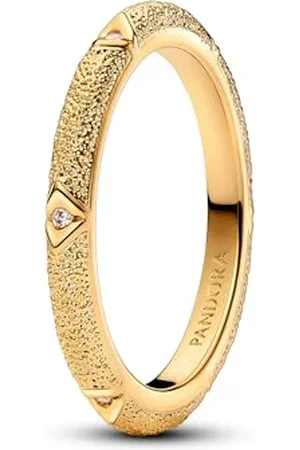 PANDORA ME Texture 14k gold-plated ring with clear cubic zirconia, 58