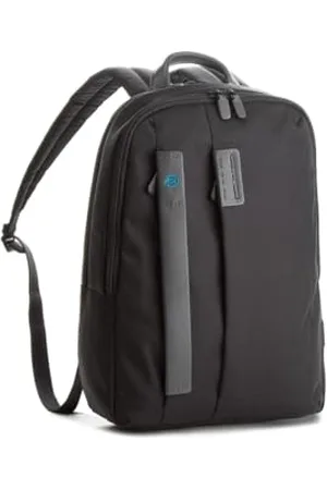 Piquadro P16 Small Backpack in Fabric and Leather for PC 14" with Two Compartments, , Taglia unica, Business