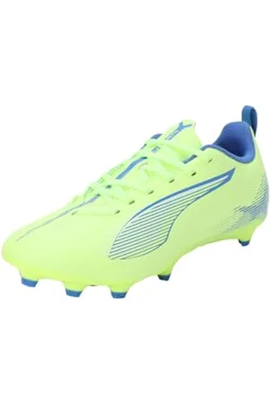 PUMA Ultra 5 Play FG/AG JR Soccer Shoe, Fizzy Apple White-BLUEMAZING, 4.5 UK