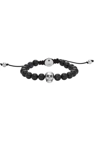 Diesel Bracelet for Men Beads, Length: 180-195mm, Width: 8mm, Height: 14.5mm black Semi-Precious Bracelet, DX1381040