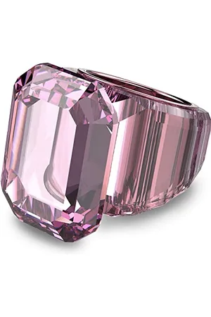 Swarovski Lucent Ring, Pink Octagon Cut Crystal and Pink Crystal Band with Metal Inlay, from the Lucent Collection, Size 52