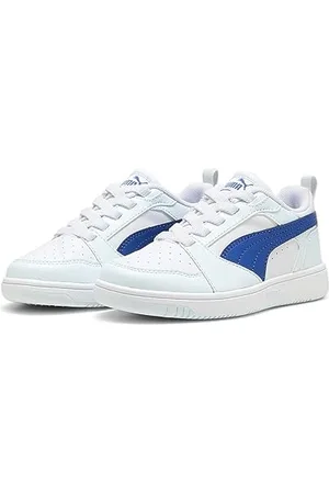PUMA Unisex Kids Rebound V6 Lo Ac Ps Sneakers, White-Cobalt Glaze-Dewdrop, 12 UK