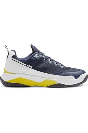 HUGO BOSS Mens Courtstride Tenn Mixed-Material Trainers with Anti-Slip Sole Size 12