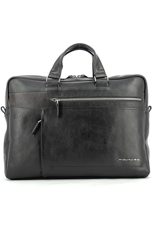 Piquadro Cary Briefcase 2 Handles Leather for PC 15.6 Inches, , 10x29.5x42 cm (W x H x L), Storage Bag Organizer
