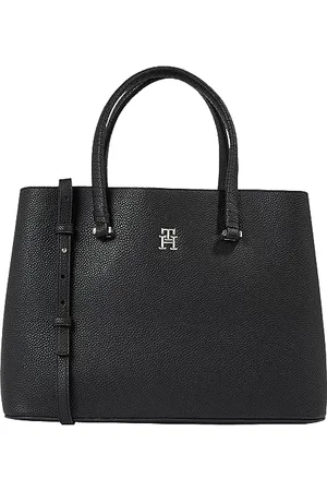 Tommy Hilfiger Women Bag Emblem Satchel with Interior Pockets, Multicolor (Black), One Size