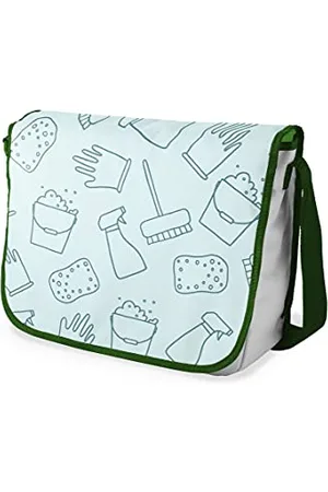 Bonamaison Digitally Printed Messenger School Bag with Khaki Strap for Students, Cross Body Bag, Courier Bag, Shoulder Bag for School, Back to School, Size: 29x36 cm