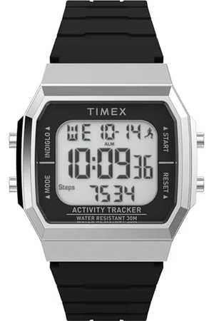 Timex Unisex Activity Tracker 40mm Watch, Silicone Strap Digital Dial Silver-Tone Case