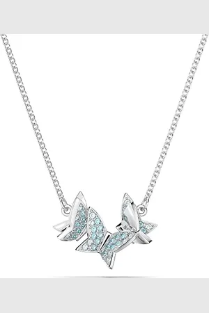 Swarovski Lilia necklace, Butterfly, Blue, Rhodium plated