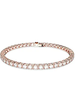 Swarovski Matrix Tennis bracelet, Round cut, White, Rose gold-tone plated, S