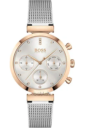 HUGO BOSS Analogue Multifunction Quartz Watch for Women with Stainless Steel Mesh Bracelet, 1502551