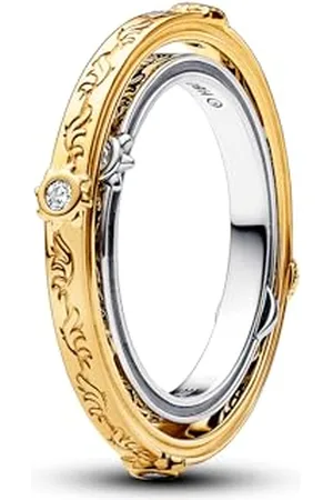 PANDORA Game of Thrones Astrolabe spinning sterling silver and 14k gold-plated ring with clear cubic zirconia, 58