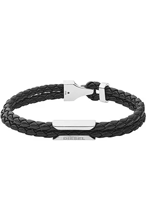 Diesel Bracelet for Men Stackables, L 18.5cm black Leather Bracelet, DX1247040