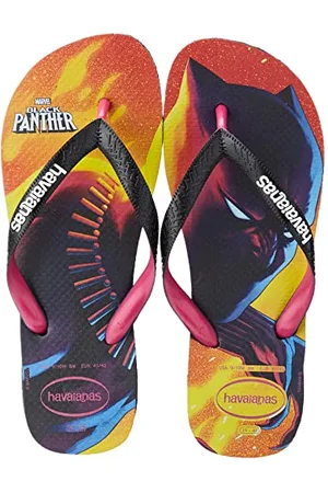Havaianas Top Marvel Kids Unisex Flip Flops | Color: Black/Pink Electric | Size: 13 Child UK