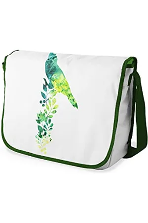 Bonamaison Digitally Printed Messenger School Bag with Khaki Strap for Students, Cross Body Bag, Courier Bag, Shoulder Bag for School, Back to School, Size: 29x36 cm