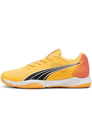PUMA Unisex Eliminate Turbo Indoor Court Shoe, Sun Stream-Sunset Glow Black, 6 UK