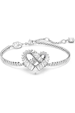 Swarovski Matrix bracelet, Heart, White, Rhodium plated