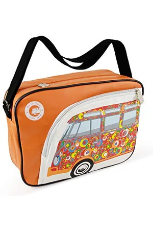 Brisa VW Collection - Volkswagen Shoulder Travel Messenger Bag with VW T1 Bus Campervan Motif ( /Orange)