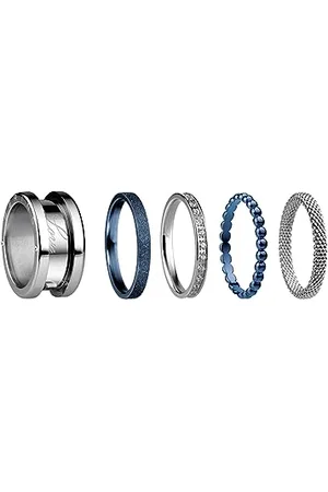 Bering Exchangeable Ring Set for Women in Silver and Blue with the Distinctive Twist and Change System, Symphony Set A