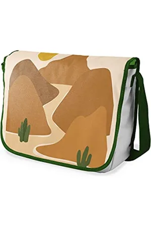 Bonamaison Digitally Printed Messenger School Bag with Khaki Strap for Students, Cross Body Bag, Courier Bag, Shoulder Bag for School, Back to School, Size: 29x36 Cm