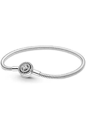 PANDORA Timeless Snake chain sterling silver bracelet with cubic zirconia, 17