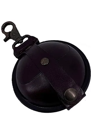 Mika 28063902 Key Ring Large Genuine Leather/Saddle Leather, Mini Wallet as Key Case with Coin Compartment with Press Stud Fastener, Key Purse for Small Change in , Diameter Approx. 9 cm