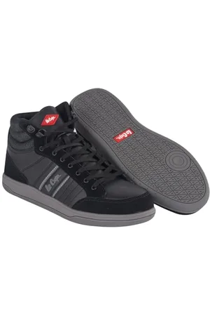 Lee LCSHOE099 Workwear Mens Work Safety Retro High Top Protective Steel Toecap Midsole Boot Trainer, Black/Grey, 7 UK