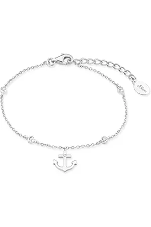 QS by s.Oliver Bracelet 925 Sterling woman bracelet, with zirconia synth., 16+3 cm, , anchor, comes in jewelry gift box