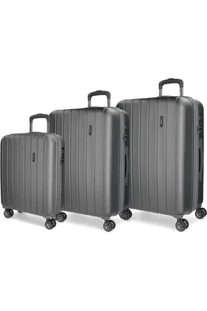 MOVOM Wood Grey Luggage Set 55/65/75 cm Rigid ABS TSA Lock 220 Litre 4 Double Wheels Hand Luggage