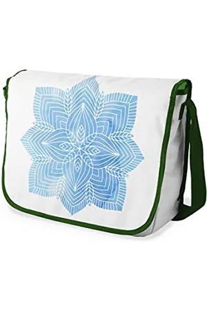 Bonamaison Digitally Printed Messenger School Bag with Khaki Strap for Students, Cross Body Bag, Courier Bag, Shoulder Bag for School, Back to School, Size: 29x36 cm