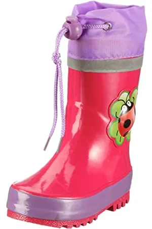 Playshoes Girls Rubber Boots Ladybug, Pink, Size EU 30/31