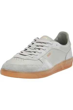 HUGO BOSS Mens Brandon Tenn Foil-Branding Trainers in Leather and Suede Size 5