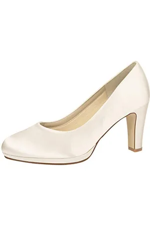 Rainbow Club Bridal Shoes Grace - Pumps, high Heels, Ivory/Cream, Simple, Comfortably Padded, Satin, Size 41 EU (UK 8) - Wedding Shoes, Block Heel