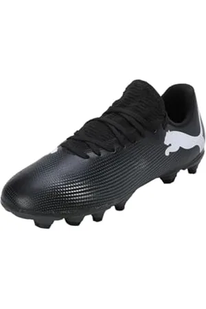 PUMA Unisex Youth Future 7 Play Fg/Ag Jr Soccer Shoes, Black- White, 11.5 UK