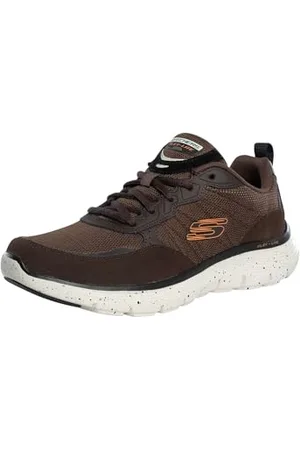 Skechers Mens Trainer-Flex Advantage 5.0 Sneaker, Brown Suede/Mesh/Duraleather/Black Trim, 10 UK