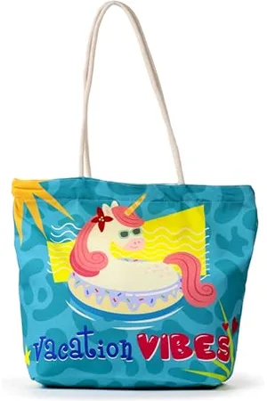 Puckator Vacation Vibes Unicorn Canvas Beach Bag