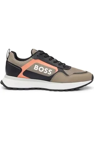 HUGO BOSS Mens Jonah Runn Mixed-Material Trainers with Faux Leather Size 7